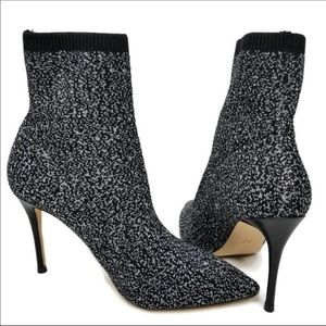Something Navy Knit Sock Booties with Shimmer Size 7